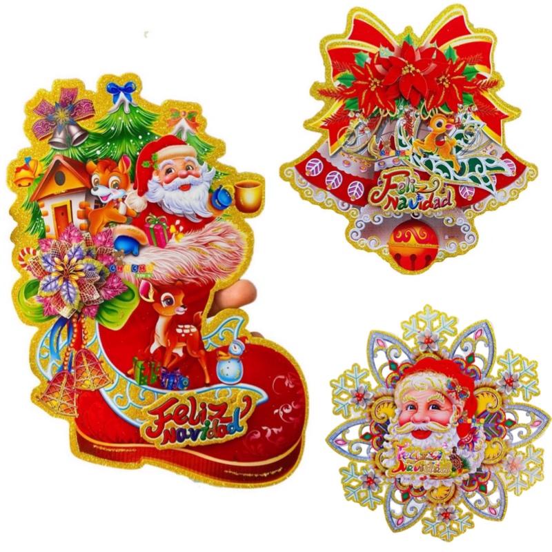 10 Adornos Navideños Decoración3d Navidad Figura Cartón 50cm