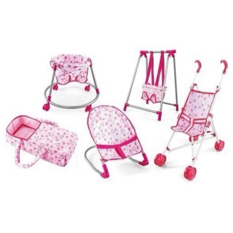 Kit Juguete Bebé 5 En 1 Carriola Andadera para Muñecos Baby Play House