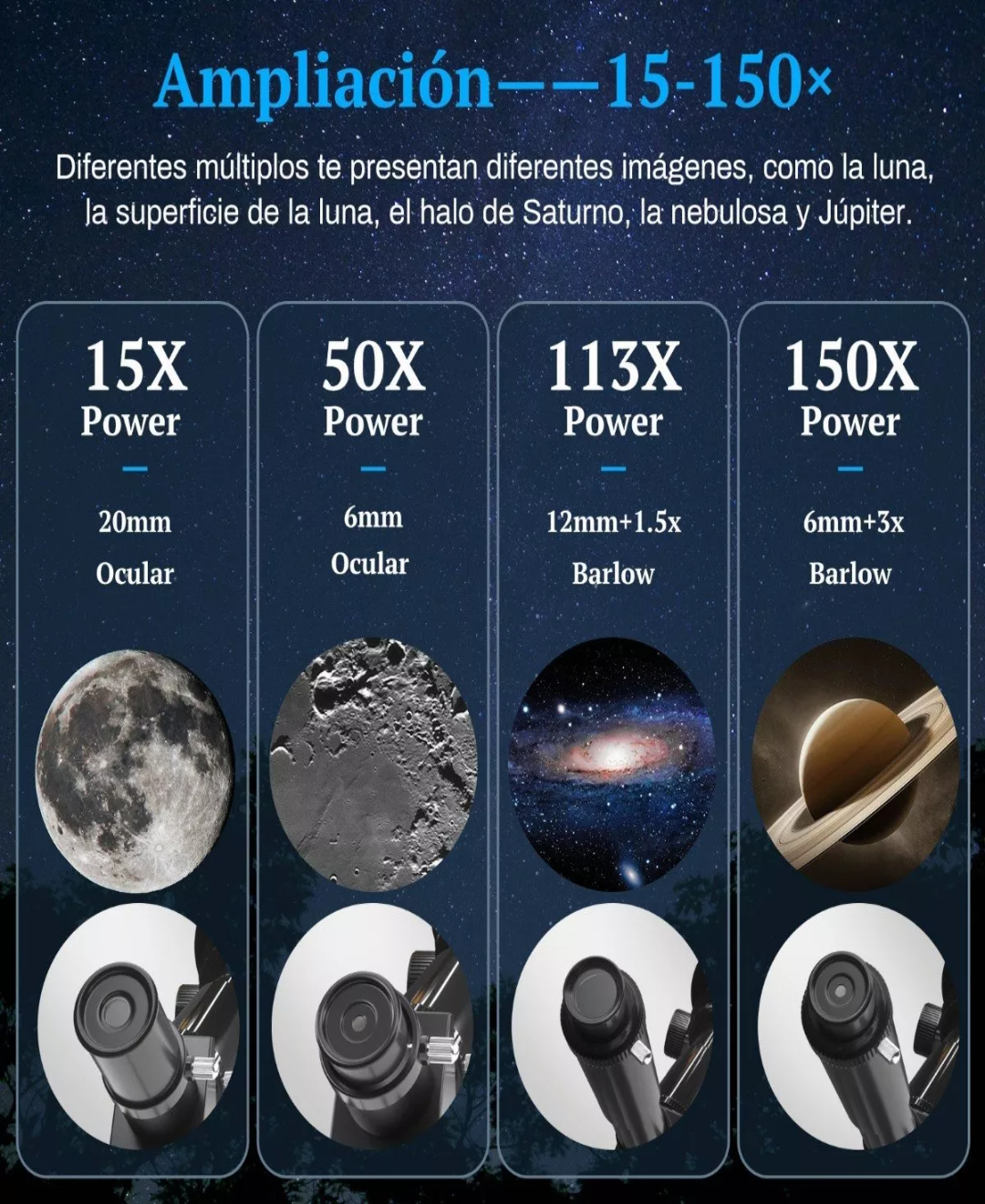 Telescopio Astronómico Profesional 70/300mm Monocular 150x