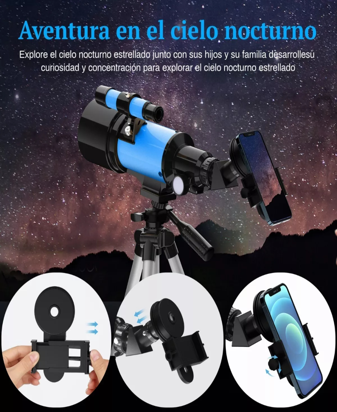 Telescopio Astronómico Profesional 70/300mm Monocular 150x