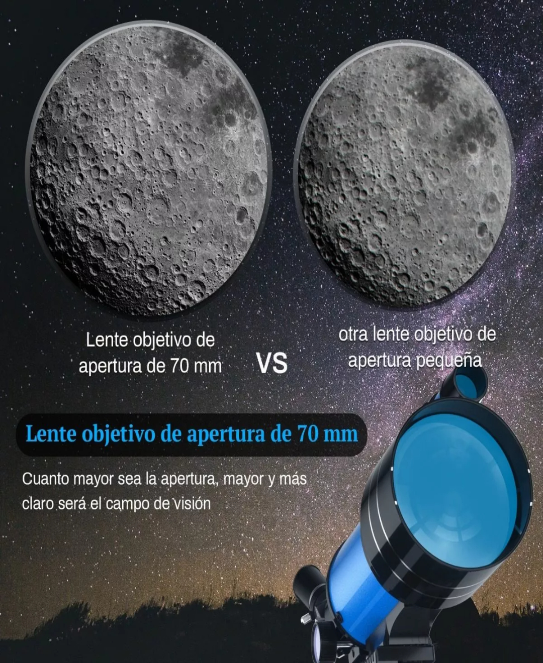 Telescopio Astronómico Profesional 70/300mm Monocular 150x