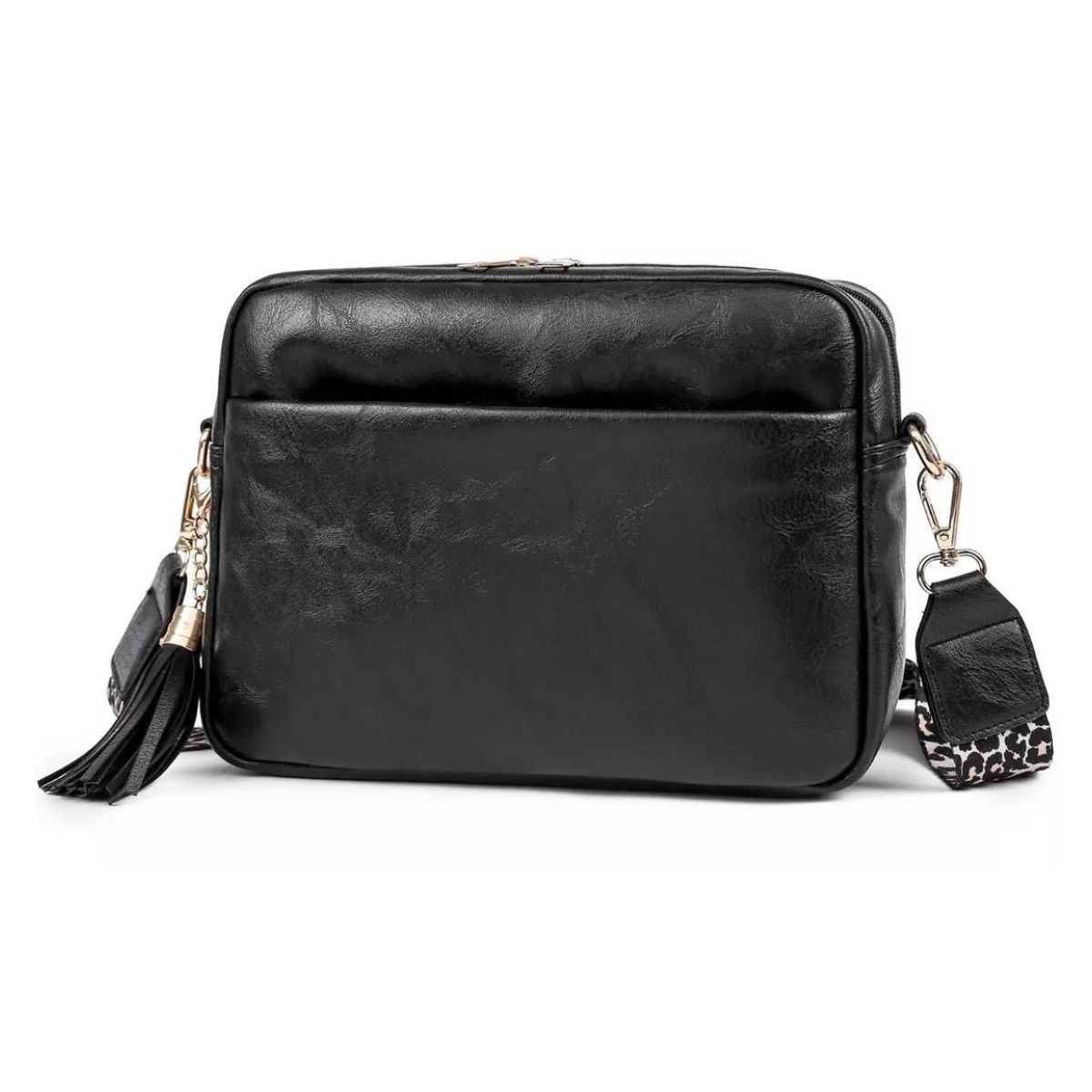 Bolso Bandolera De Mujer De Piel Resistente Al Agua Negro