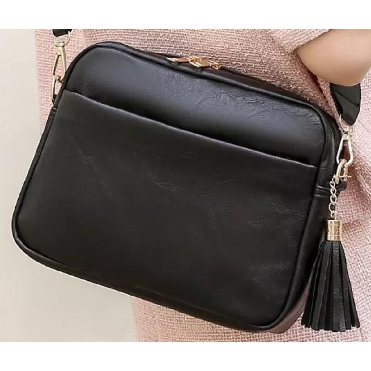 Bolso Bandolera De Mujer De Piel Resistente Al Agua Negro