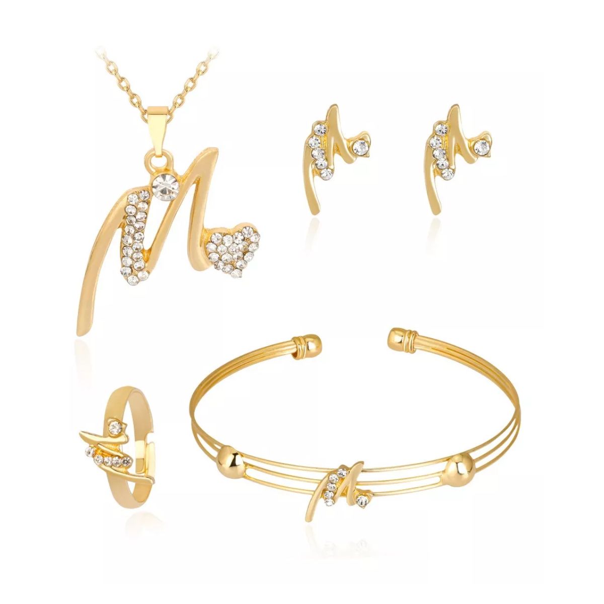 Collares De Bisutería Dijes Aretes Para Mujer Diamante Joyas Dorado-forma M