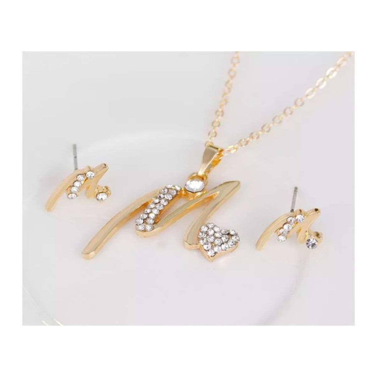 Collares De Bisutería Dijes Aretes Para Mujer Diamante Joyas Dorado-forma M