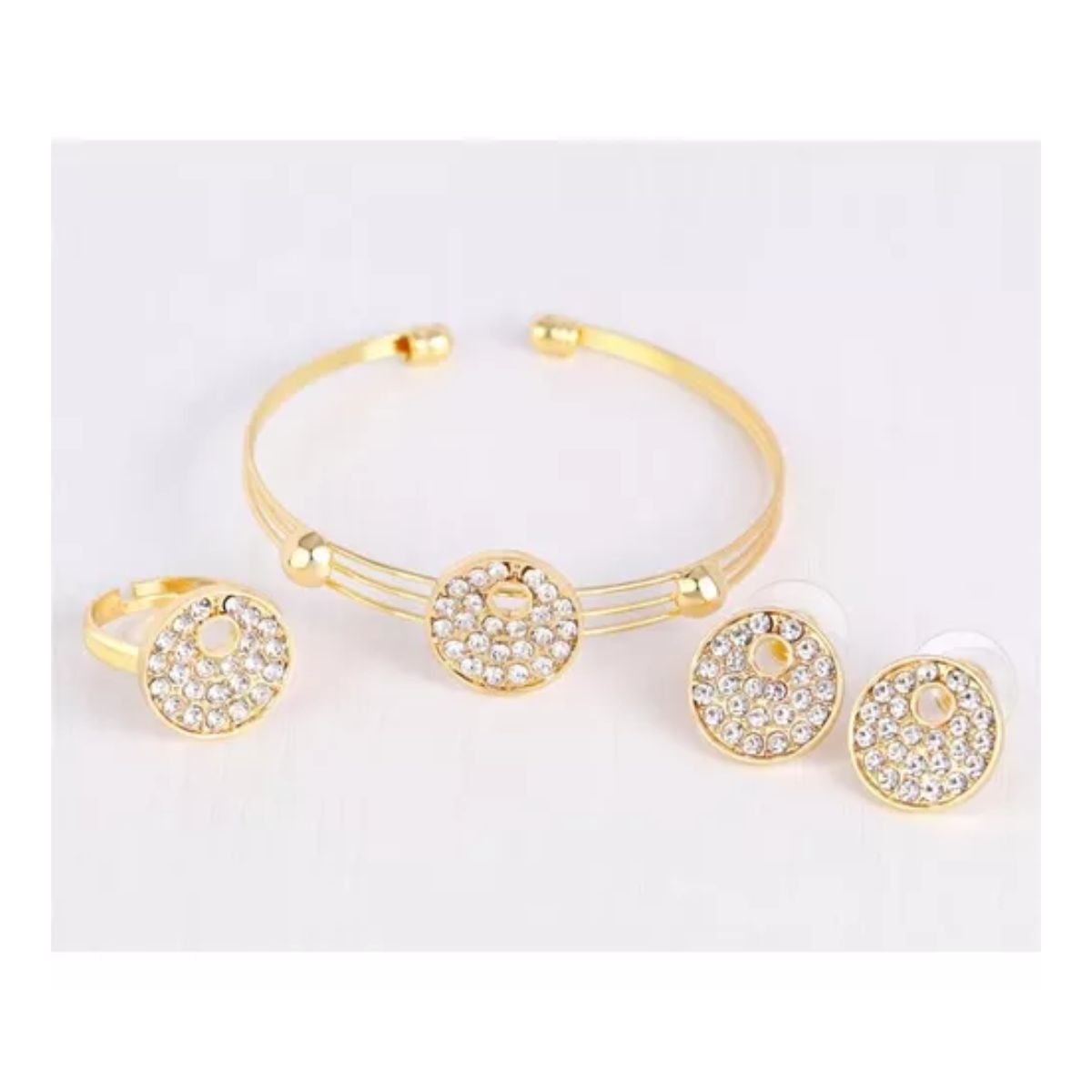 Collares De Bisutería Dijes Aretes Para Mujer Diamante Joyas Dorado-redondo