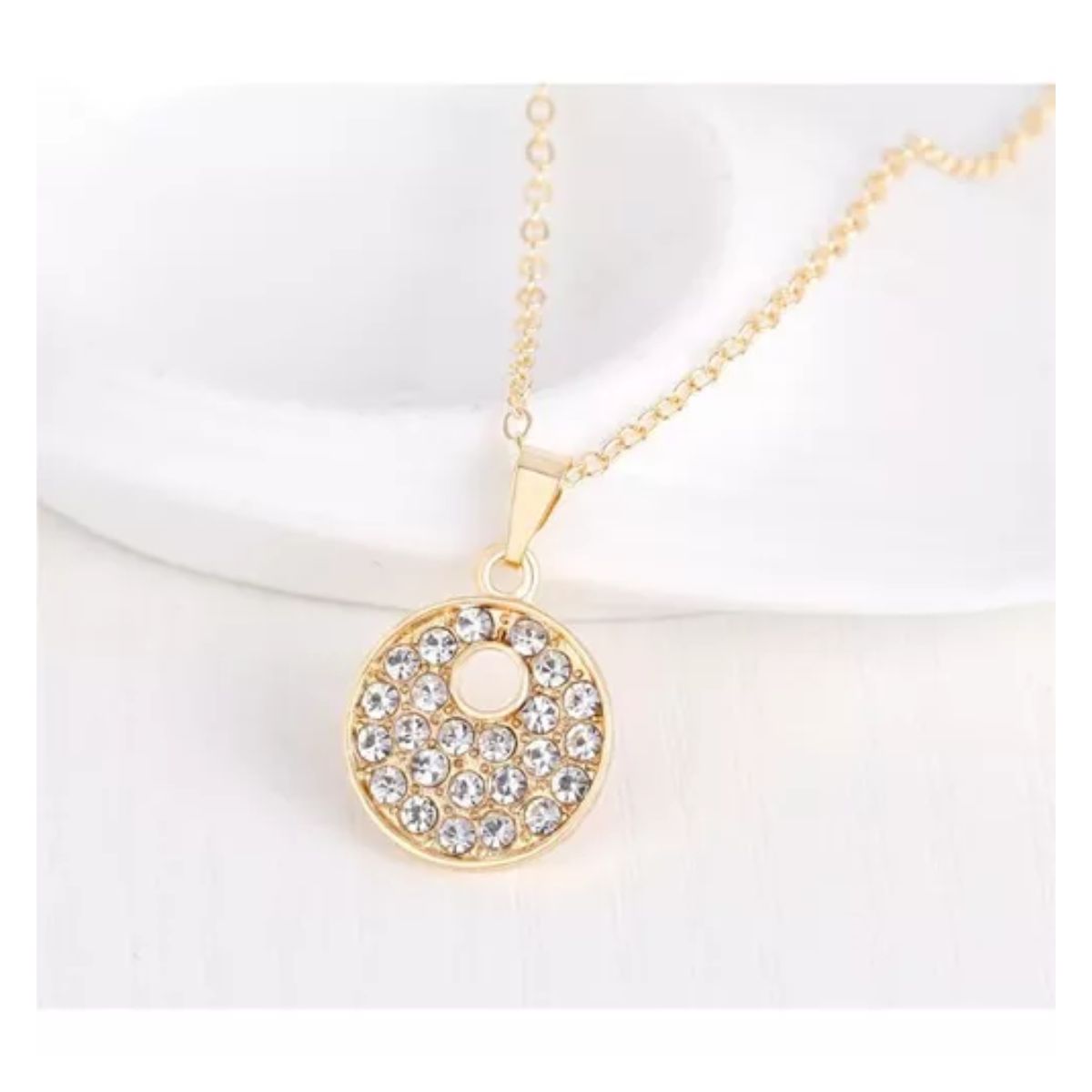 Collares De Bisutería Dijes Aretes Para Mujer Diamante Joyas Dorado-redondo