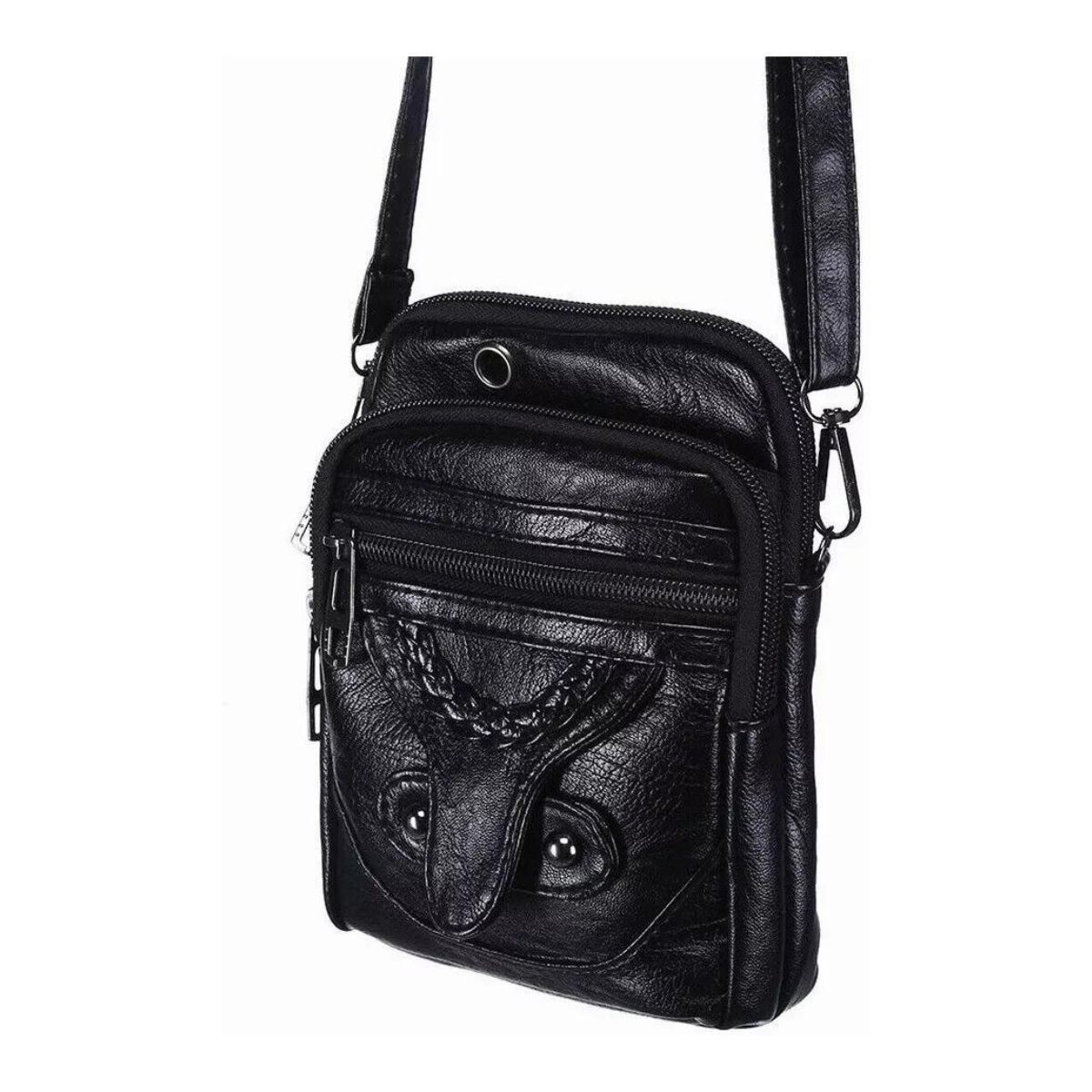 Bolso Bandolera Cruzada Mochila De Mano De Cuero Sintético Negro
