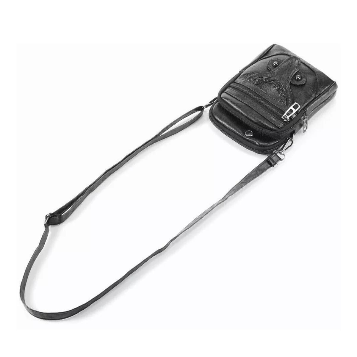 Bolso Bandolera Cruzada Mochila De Mano De Cuero Sintético Negro