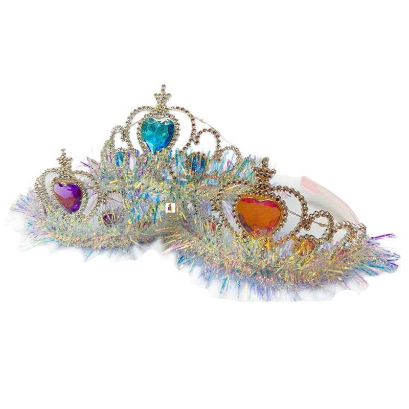 10 Diadema Corona Con Pedrería Escarchada Y Luces Led