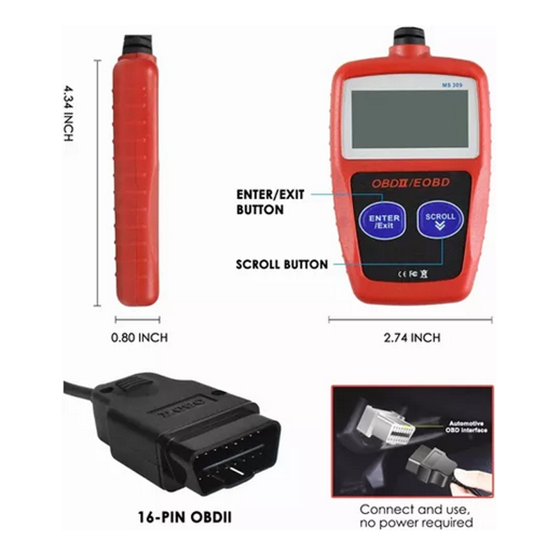 Escáner Obd2 Automotriz Universal Eobd Ms309