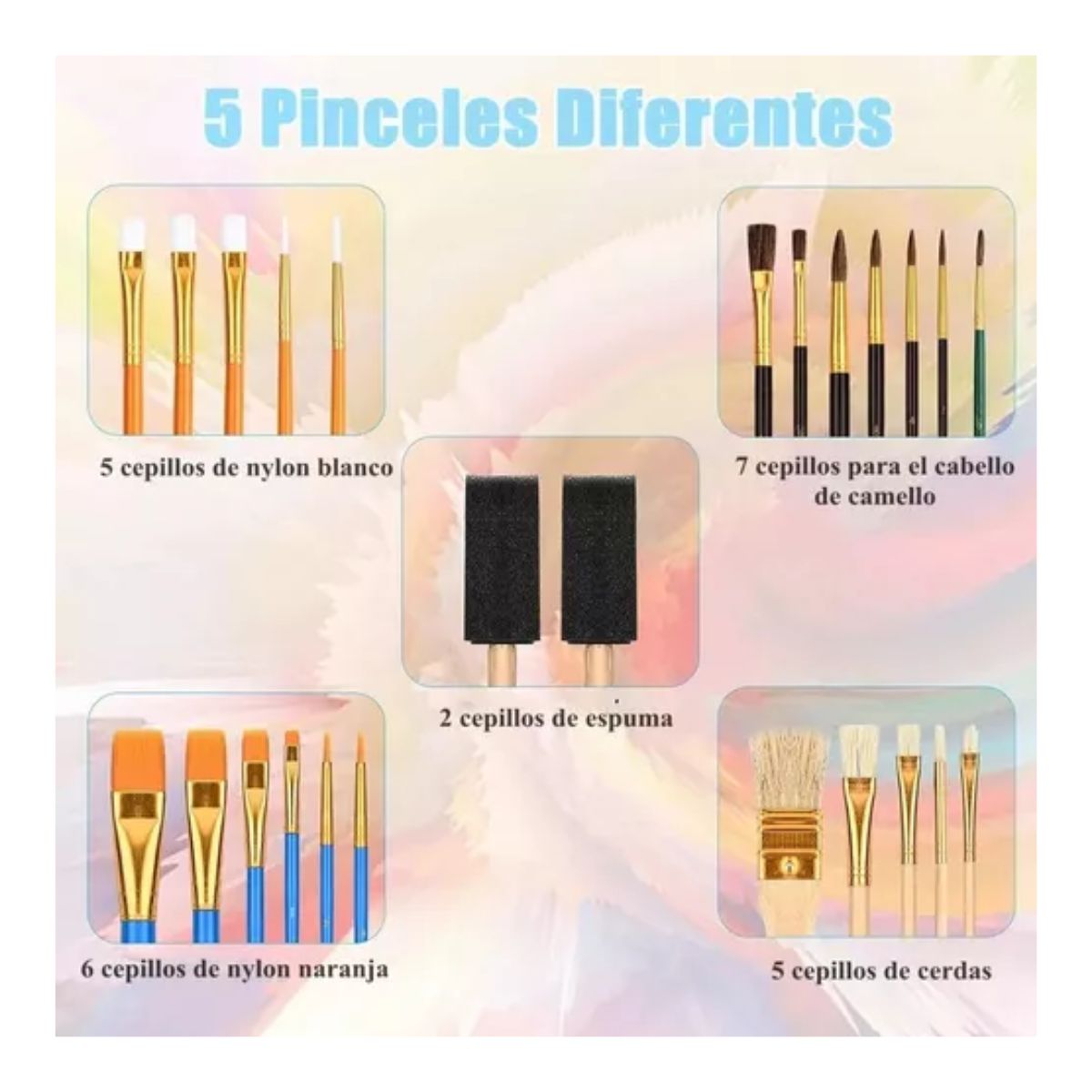 Juego De 25 Pinceles Para Pintura Acuarela 