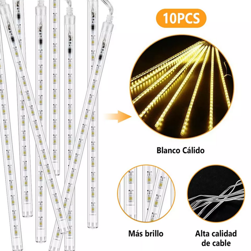 Luces De Lluvia Meteoritos 30cm 10 Tubos 240 Led Para Jardin Color de las luces Blanco cálido