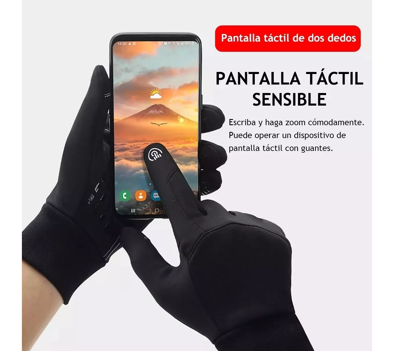 Guantes Cuero Térmicos Impermeables Touch Para Moto/bici M