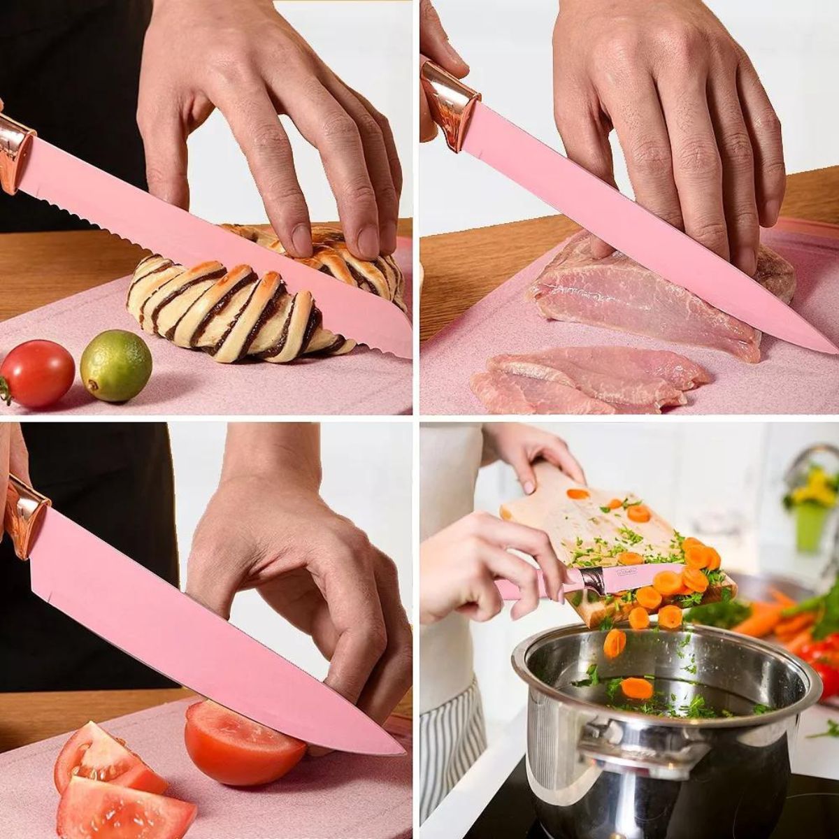 Utensilios De Silicona Cocina Juego De Cuchillo 19 Set rosa