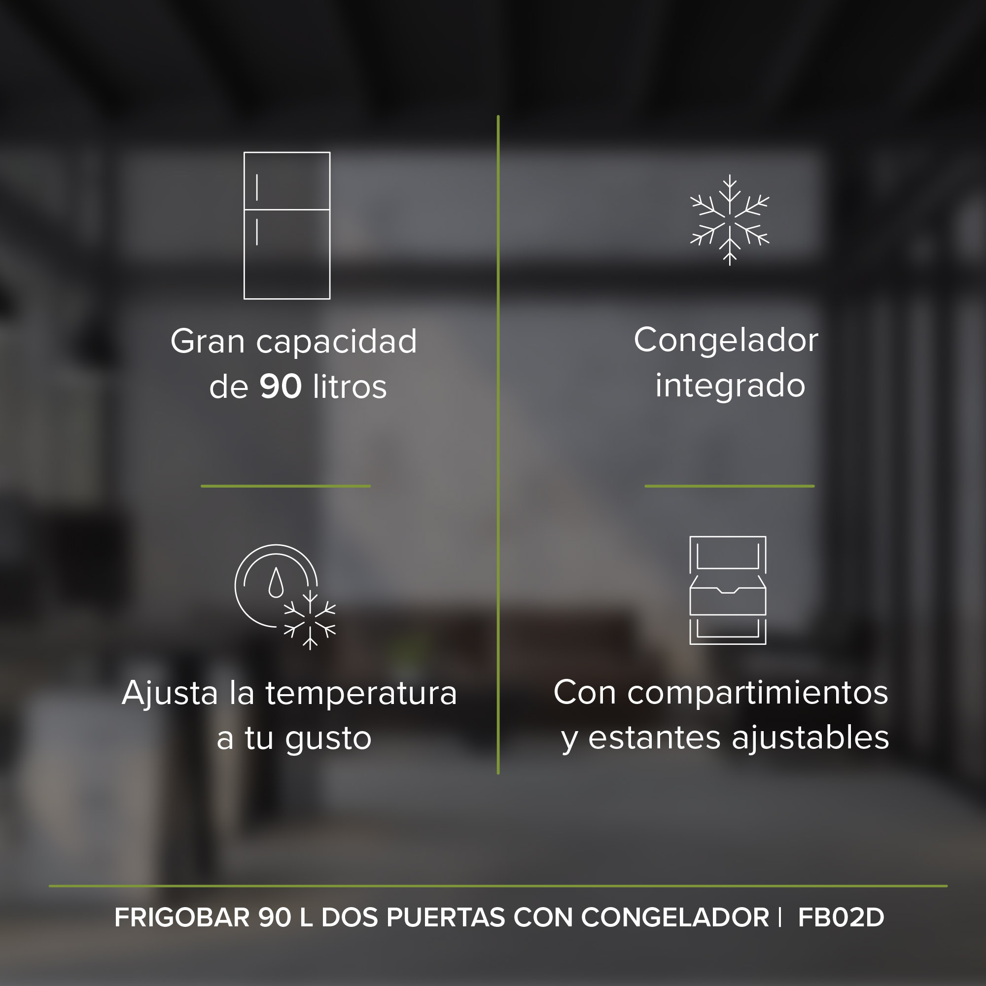 Frigobar Negro 3.2 Pies 90 L Dos Puertas Con Congelador  Avera FB02D