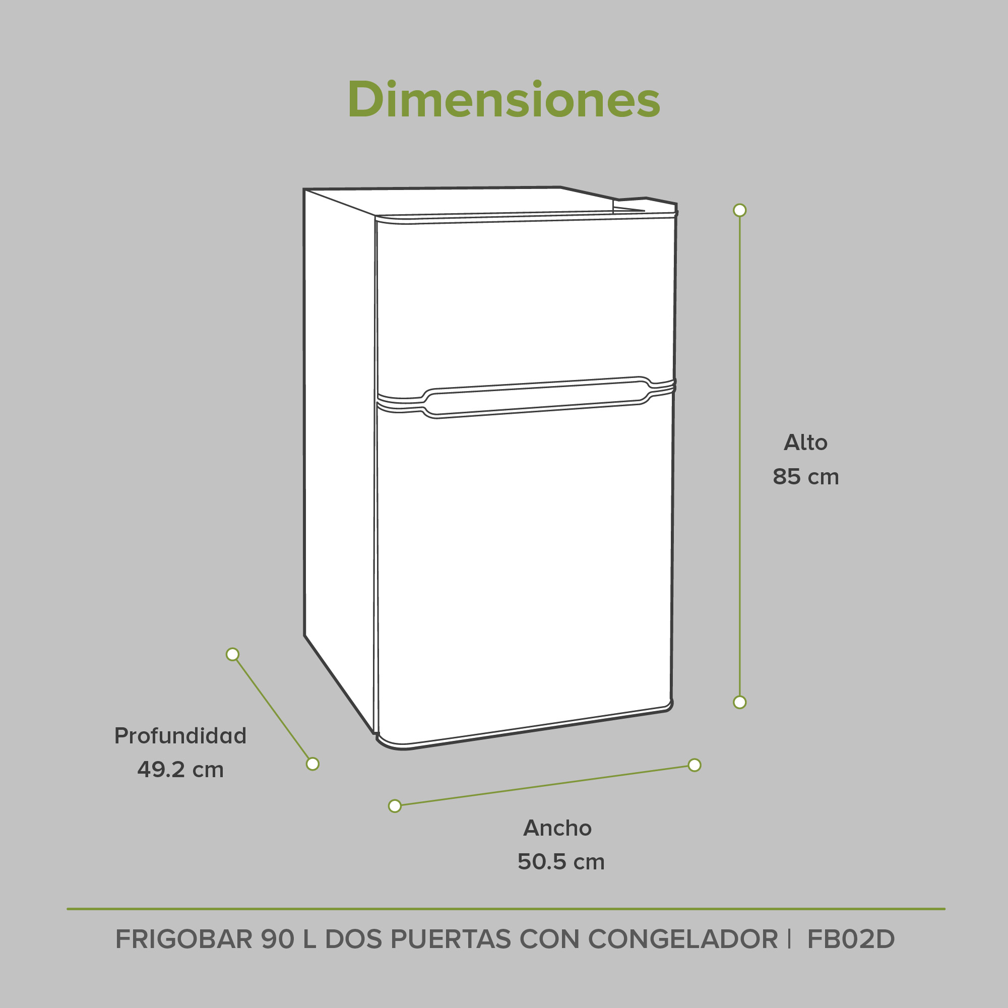 Frigobar Negro 3.2 Pies 90 L Dos Puertas Con Congelador  Avera FB02D