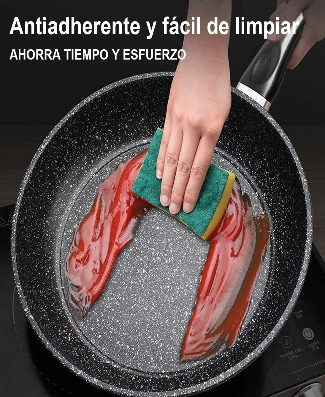 Sartén De Mármol Revestimiento Antiadherente Con Tapa 28cm