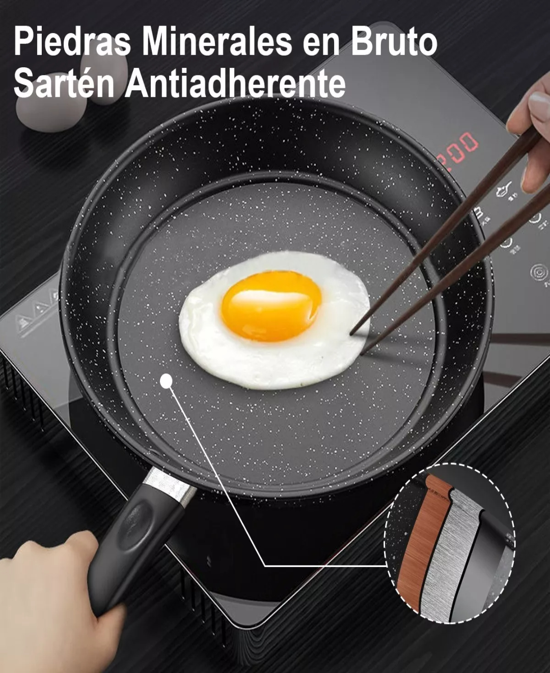 Sartén De Mármol Revestimiento Antiadherente Con Tapa 28cm