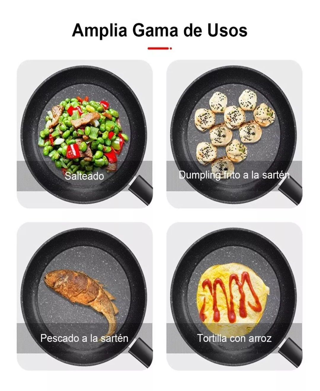 Sartén De Mármol Revestimiento Antiadherente Con Tapa 28cm