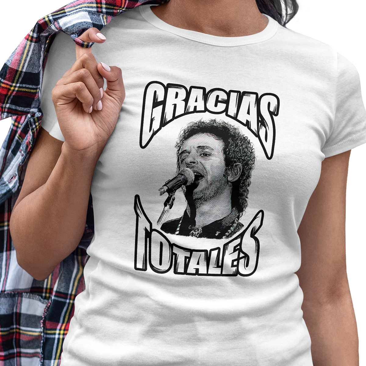 Playera Casual para Dama Gustavo Cerati Rock Gracias Totales Blanca