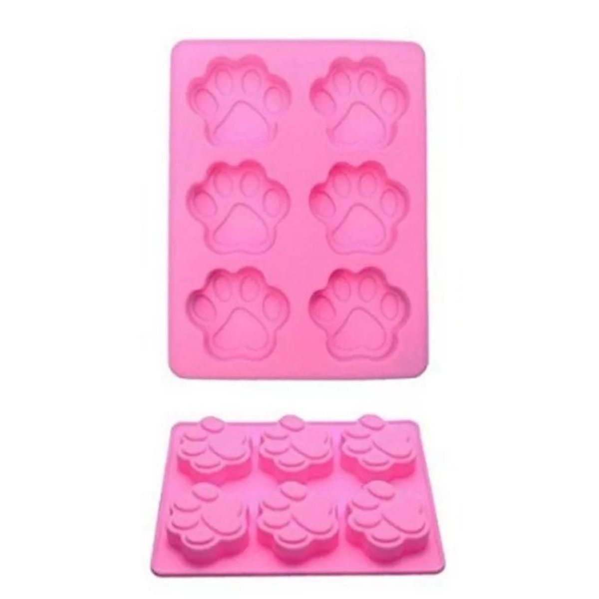 Molde De Silicon En Forma De Huella De Perro rosa 