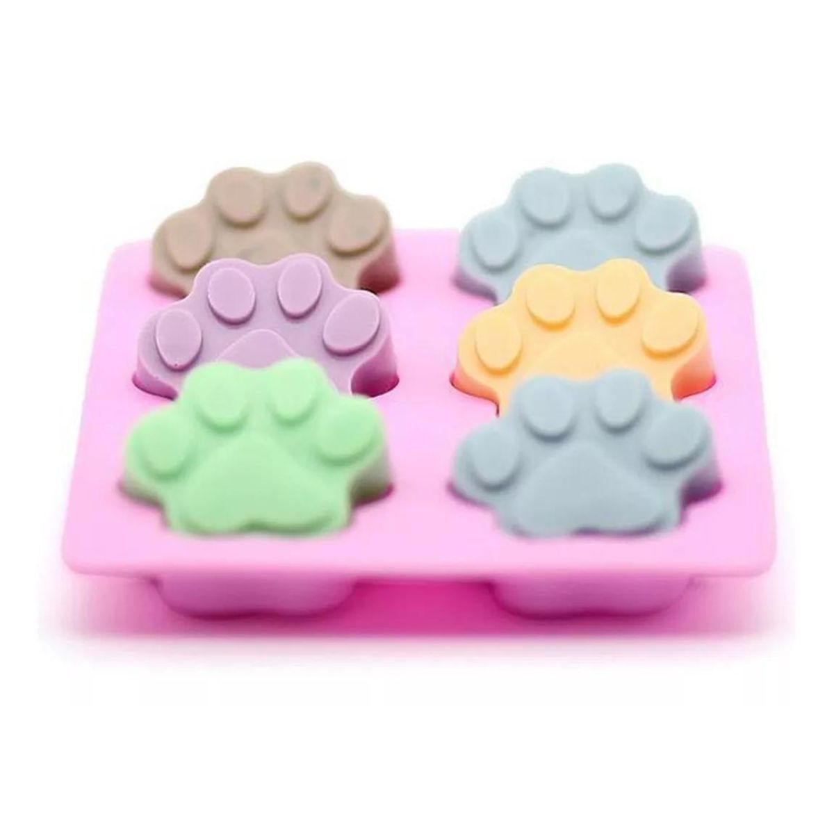 Molde De Silicon En Forma De Huella De Perro rosa 