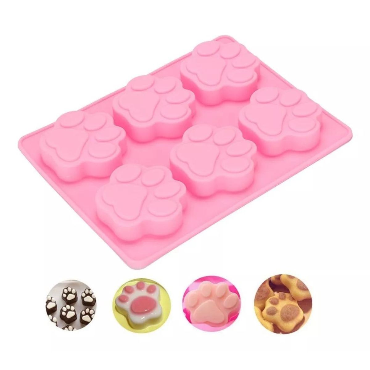 Molde De Silicon En Forma De Huella De Perro rosa 