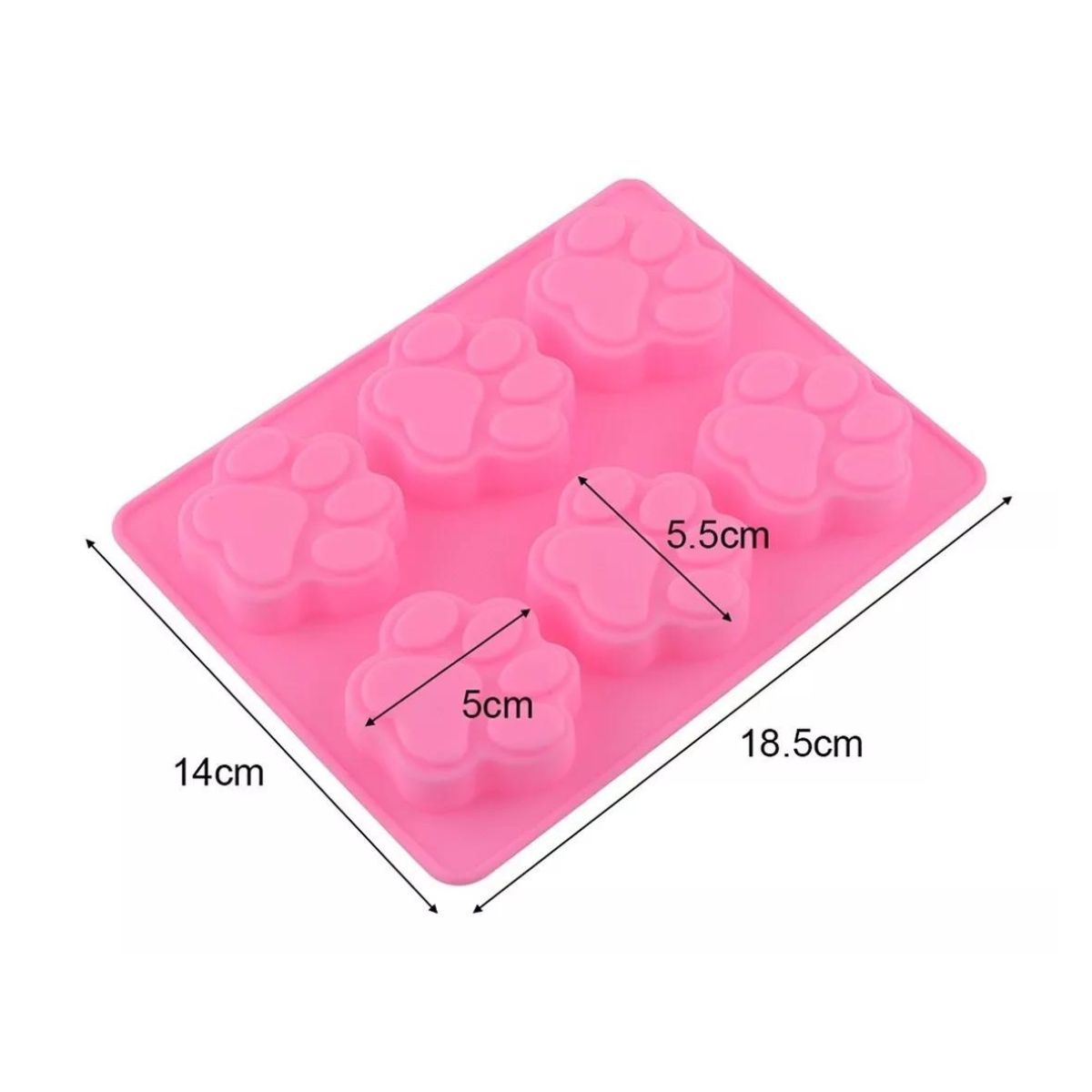 Molde De Silicon En Forma De Huella De Perro rosa 