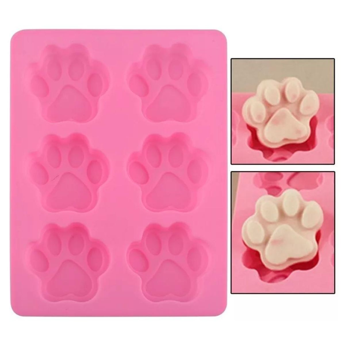Molde De Silicon En Forma De Huella De Perro rosa 