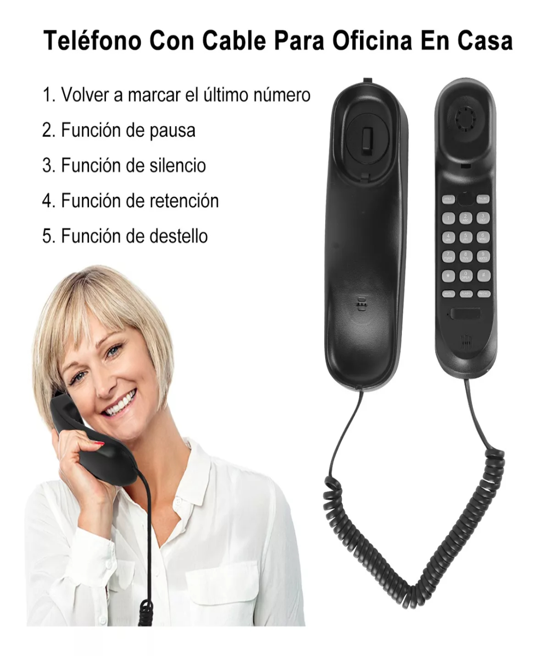 Telefonos Fijos Alambrico Casa Oficina Modernphone Negro