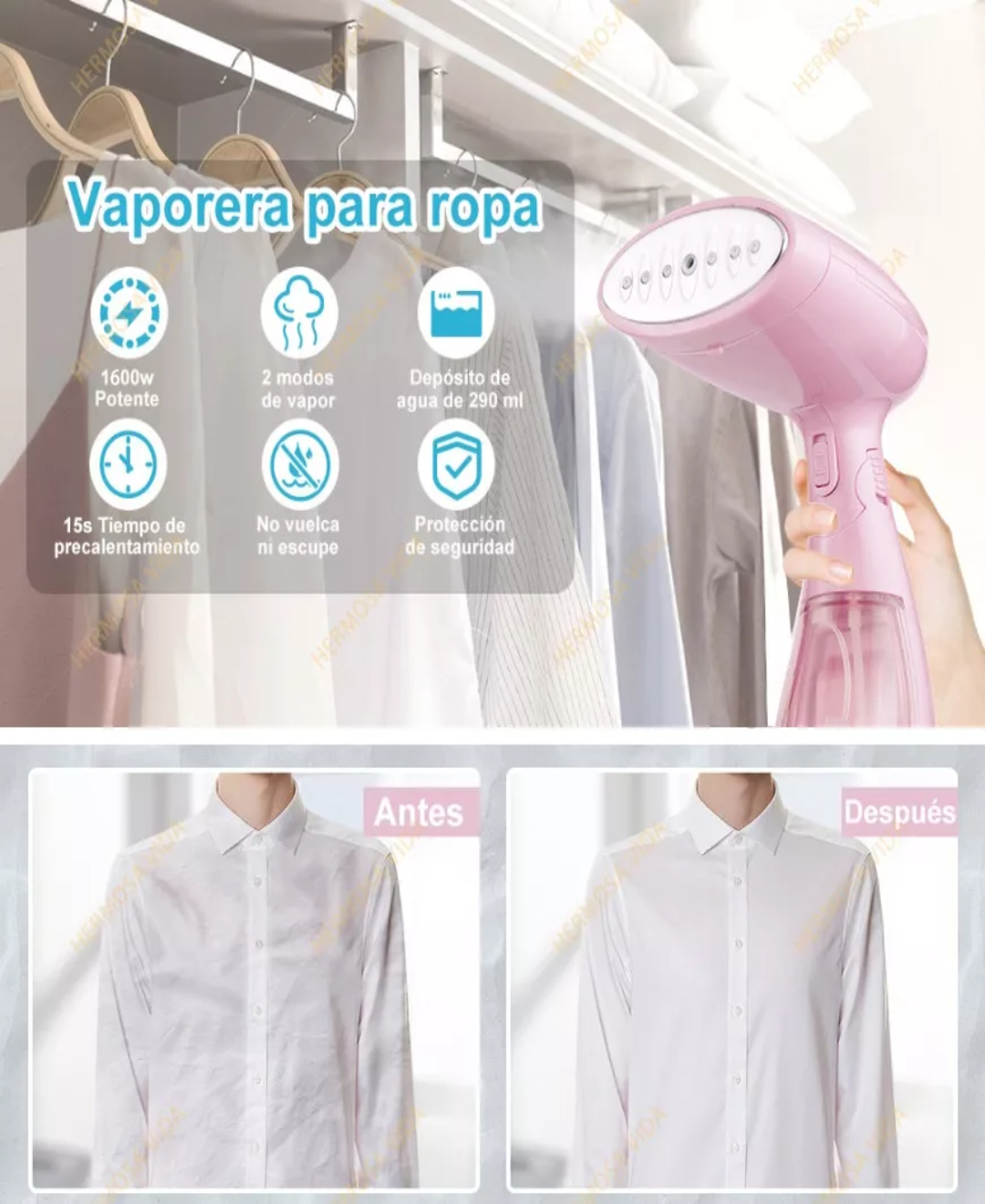 Plancha De Vapor Plegable Portátil Alta Potencia