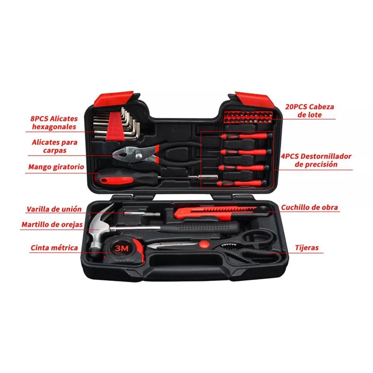 Juego De Herramientas Combinadas De 39 Pz Negro/Rojo