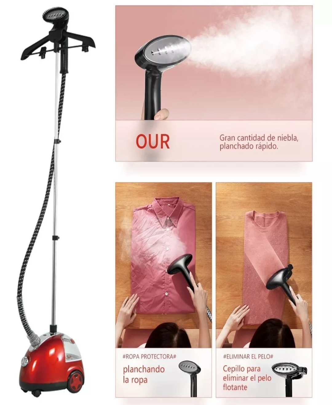 Plancha De Vapor Vertical , Vaporizador Ropa 2000w.