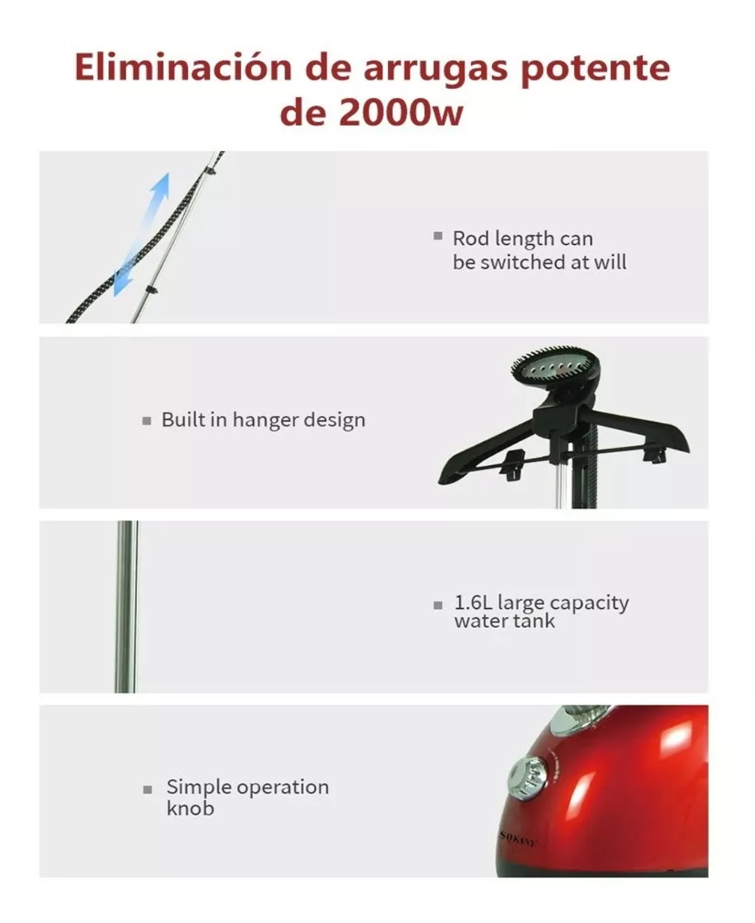 Plancha De Vapor Vertical , Vaporizador Ropa 2000w.