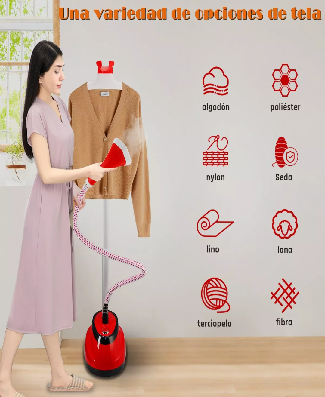 Plancha Vertical Vapor Para Ropa Desinfecta Vaporizador 2en1