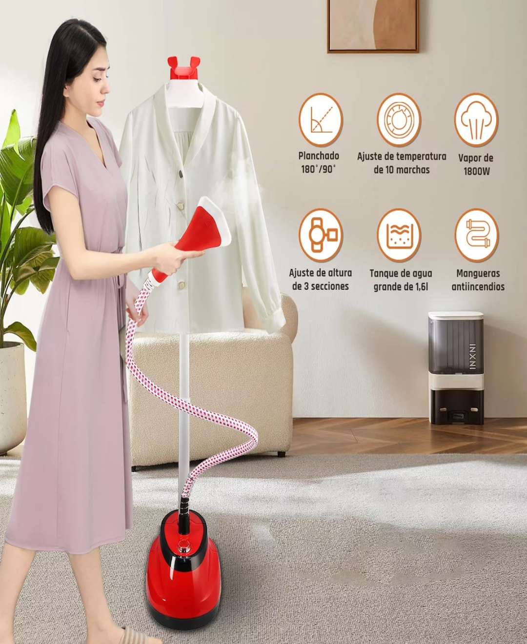 Plancha Vertical Vapor Para Ropa Desinfecta Vaporizador 2en1