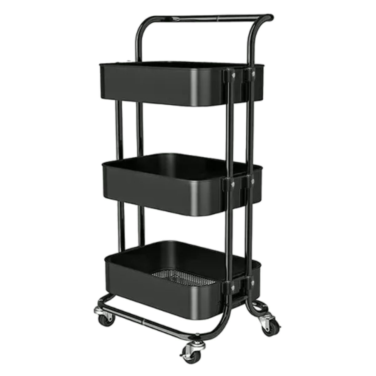 Carrito Organizador De Cocina 3 Niveles Multiusos Color Negro