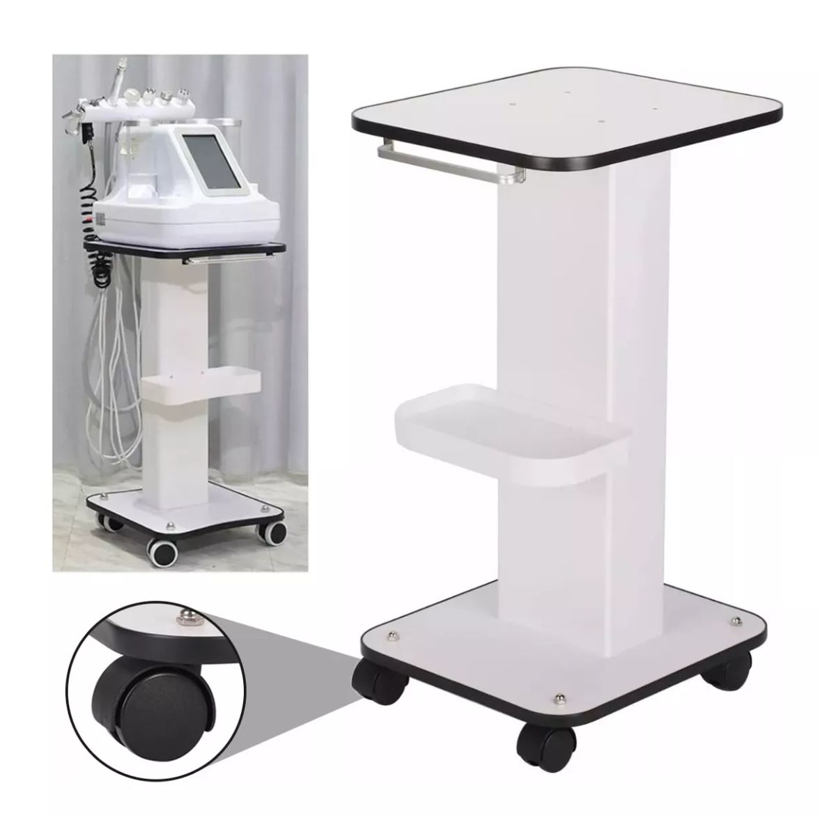 Mesa Carrito Auxiliar para Spa Estetica, Color Blanco