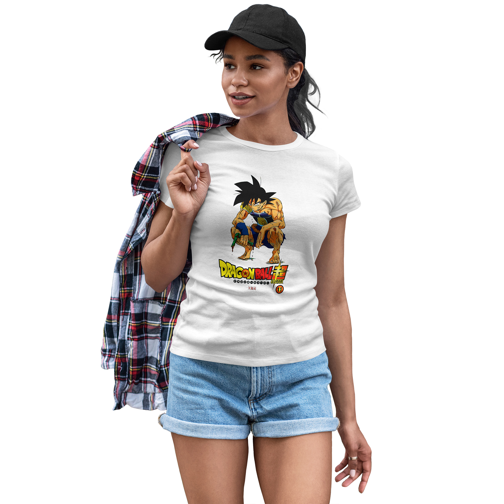 Playera Casual Blanca para Dama Dragon Ball Goku Serie Tv  