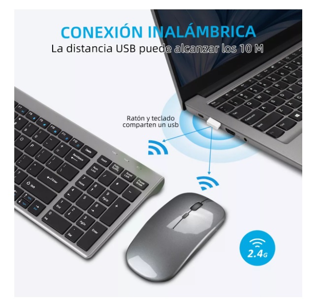 Kit Teclado Y Mouse Inalambrico Recargable Español Portátil Krios