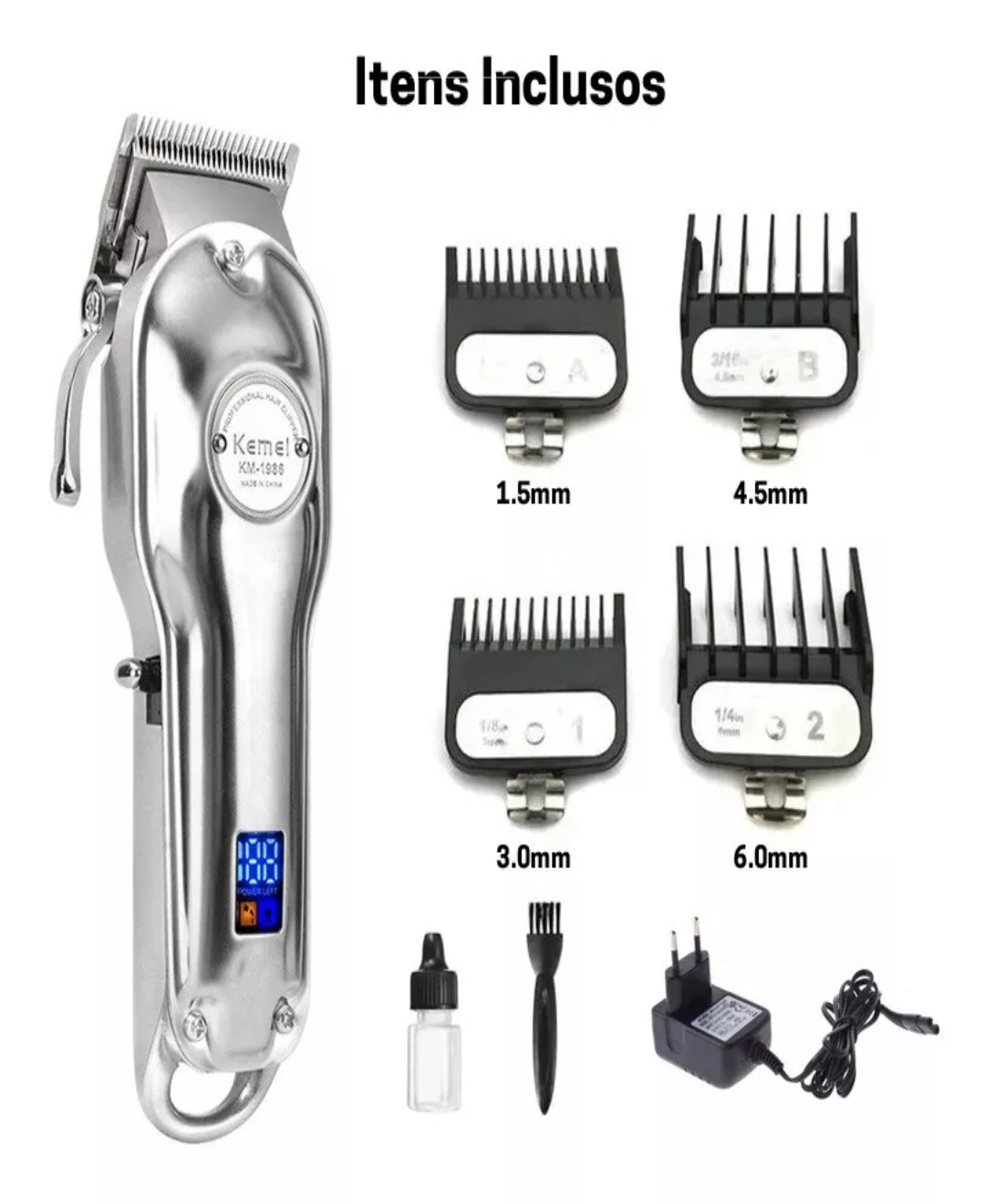 Cortadora de pelo Kemei KM-1996 plata 110V/240V