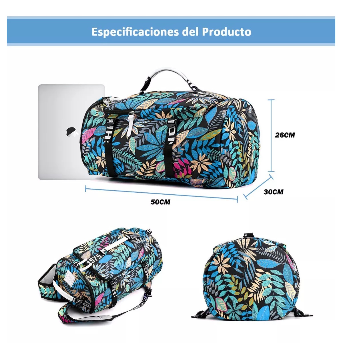 Mochila Deportiva Hombre De Moda Maleta Gym Impermeable Blue Mapple