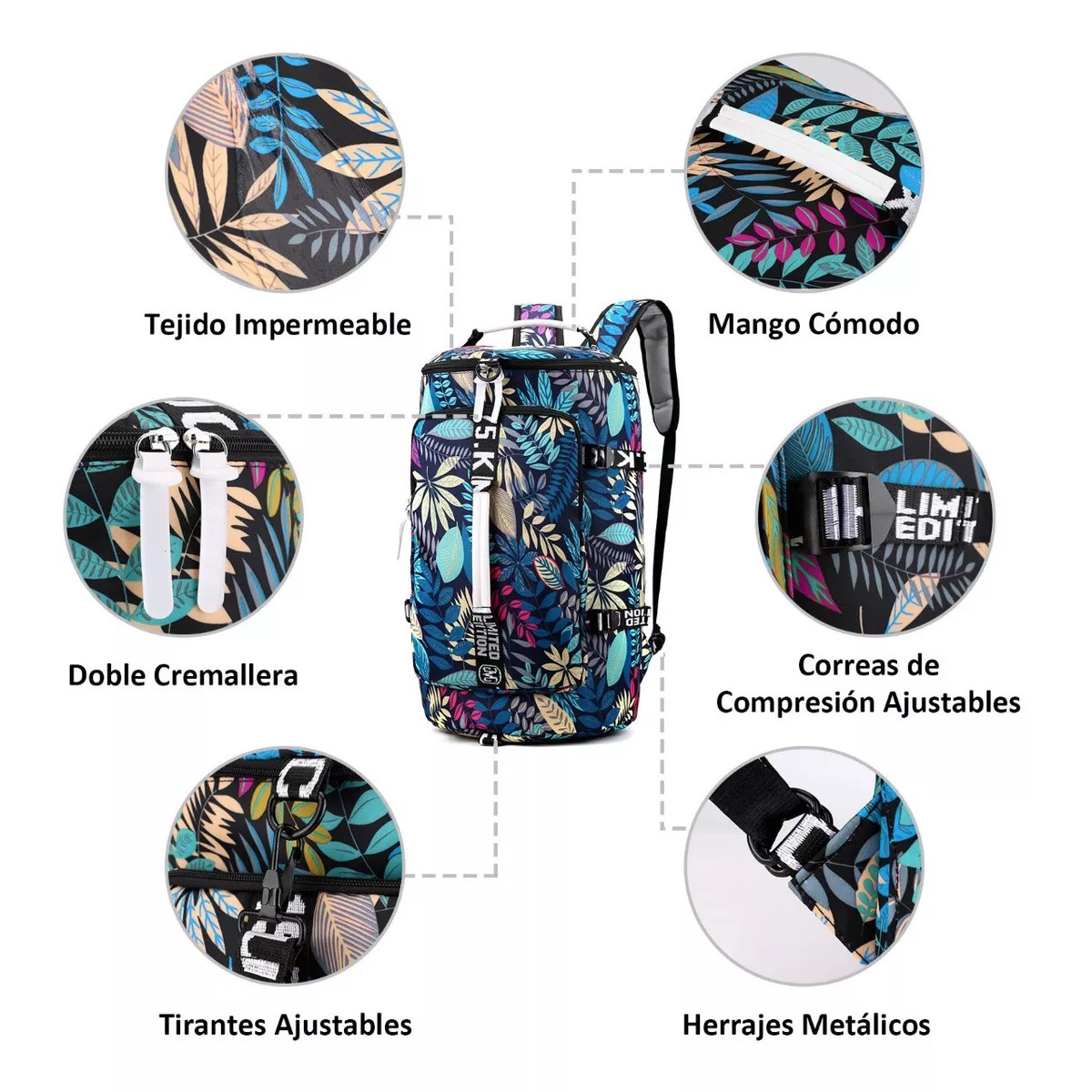 Mochila Deportiva Hombre De Moda Maleta Gym Impermeable Blue Mapple