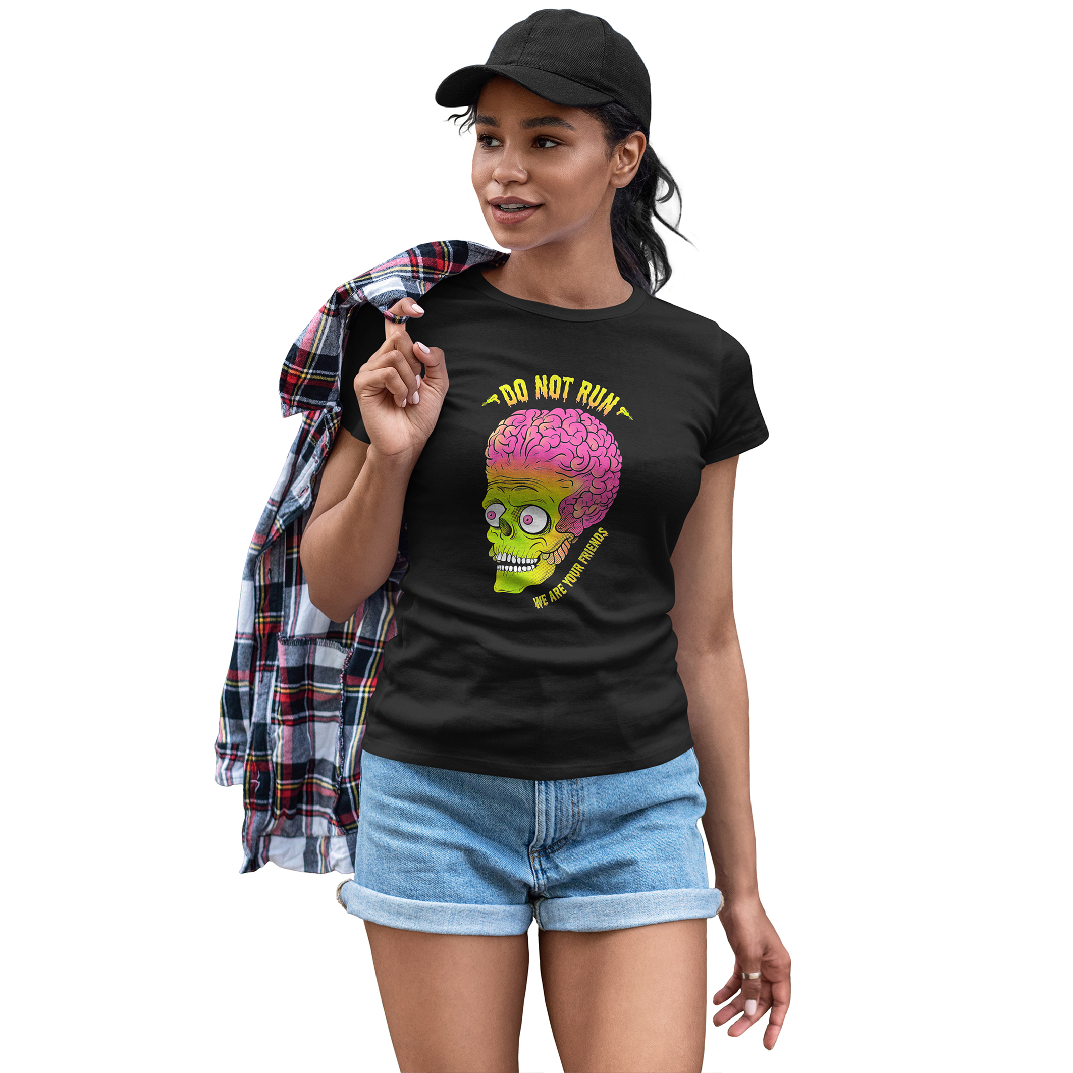 Playera Casual Negra Pelicula Mars Attacks para Dama