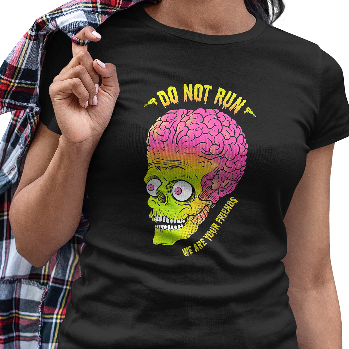 Playera Casual Negra Pelicula Mars Attacks para Dama
