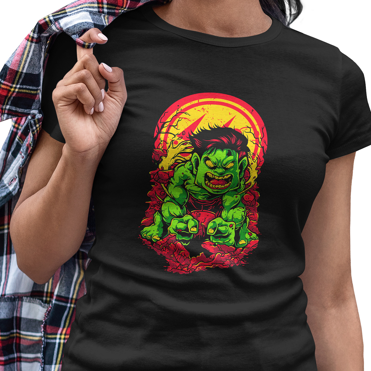 Playera Casual Negra The Increible Hulk para Dama