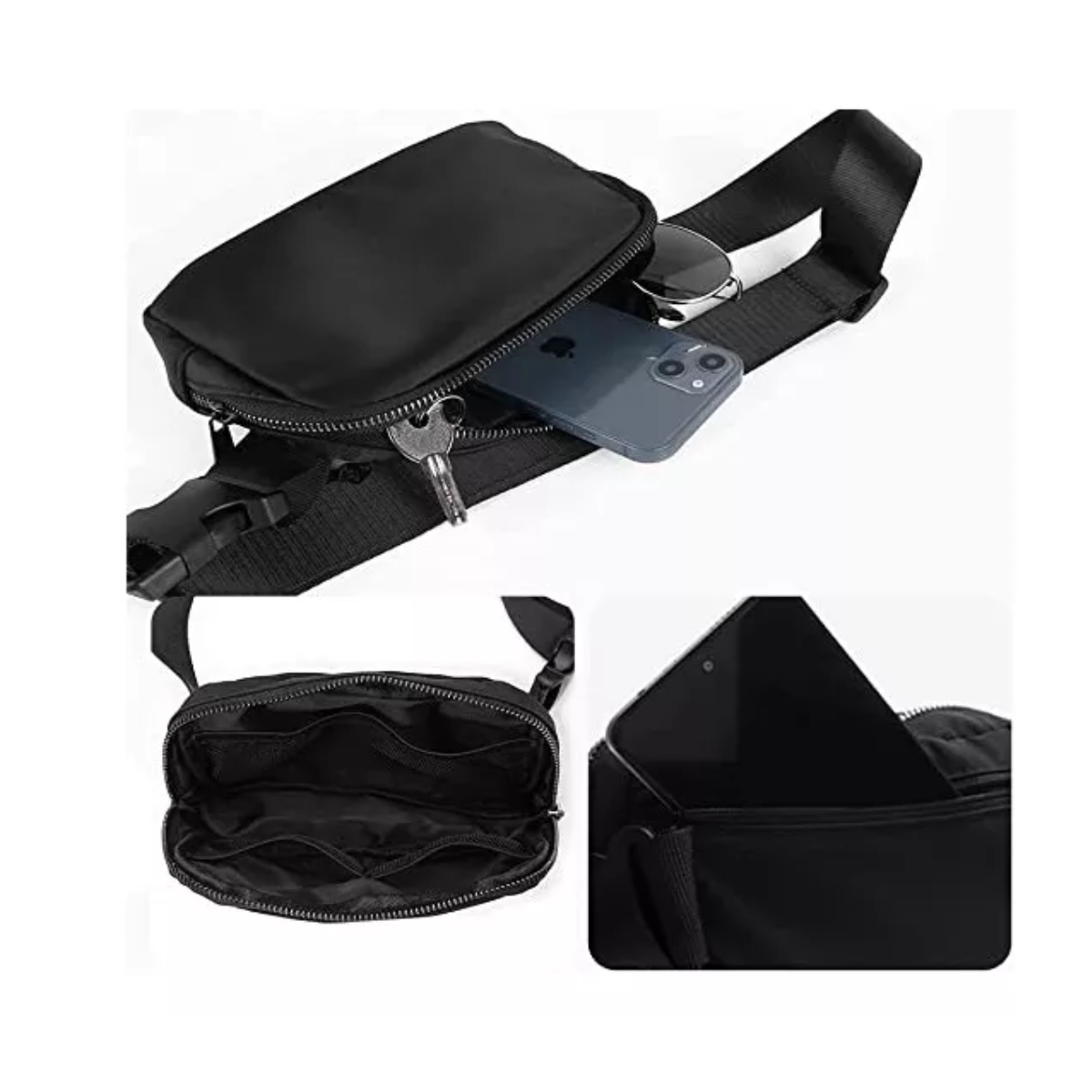 Cangurera Deportiva Impermeable Gym Correr Bolsa Negro