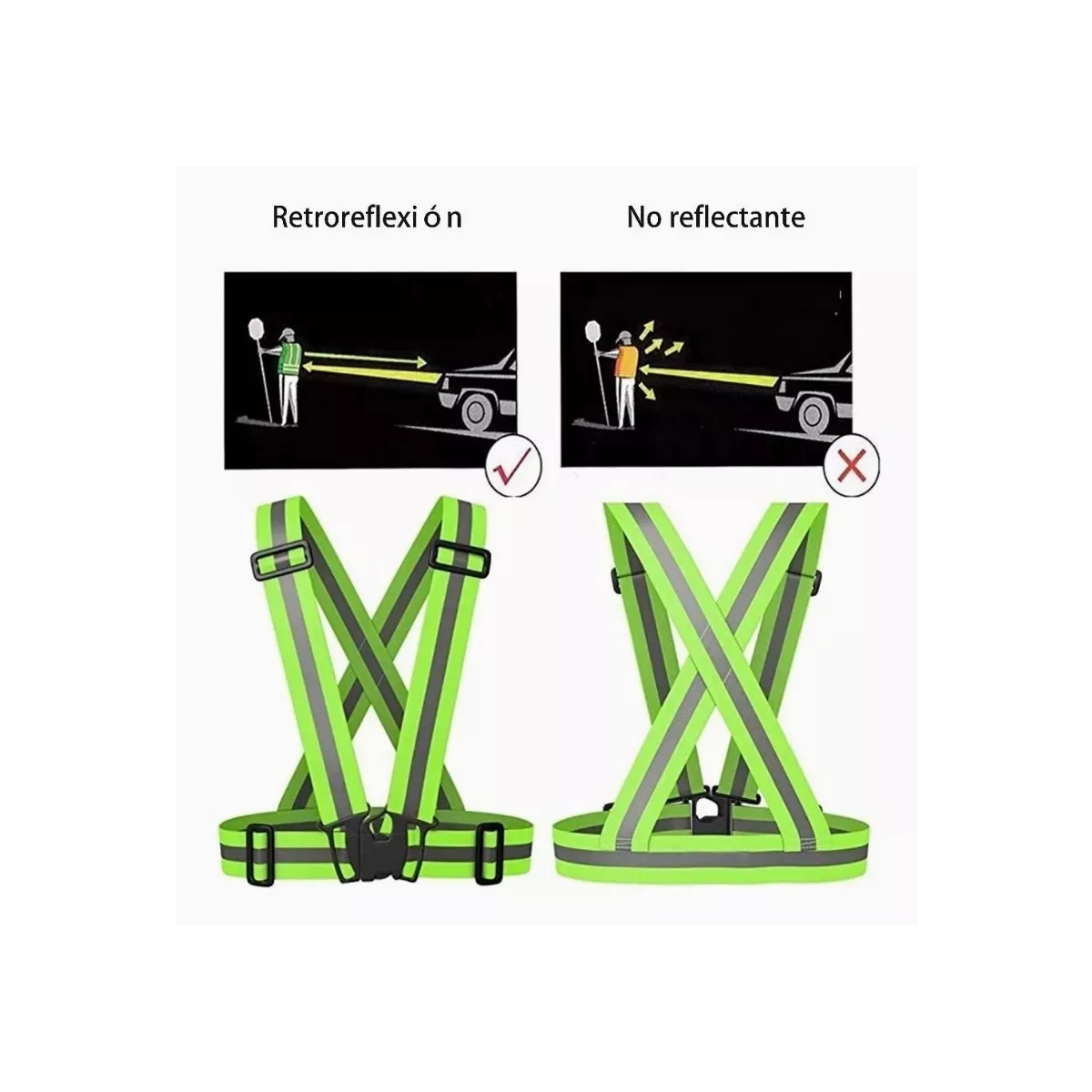 Chaleco Arnés Reflectante Para Motociclismo/ciclismo/correr Verde