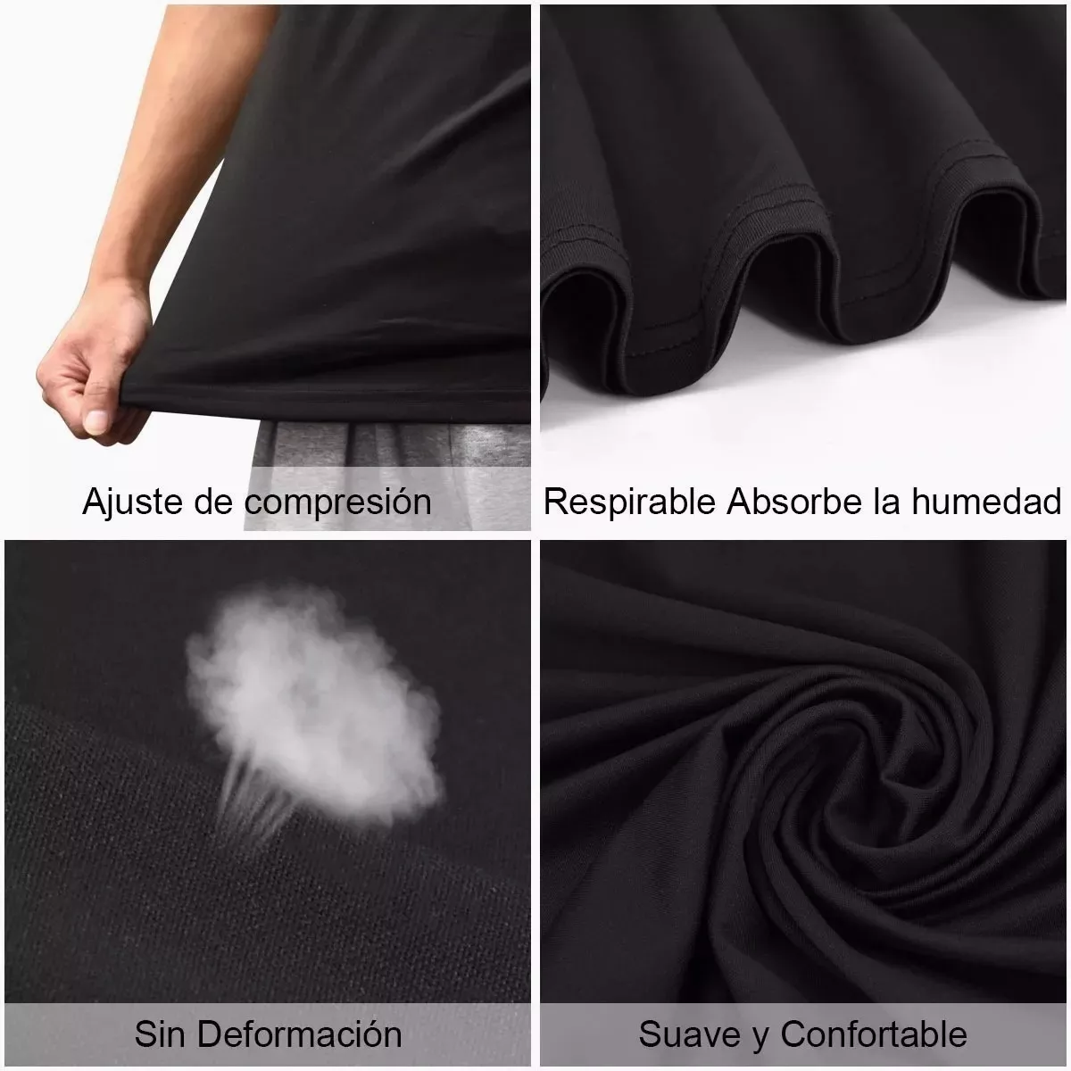 Playera Licra Deportiva Compresión Correr Manga Corta Gym Negro L